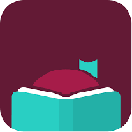 Libby app icon of just the top of a person's head showing behind the book they are holding open and reading.
