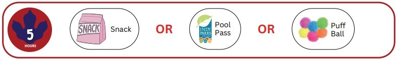 Read 5 hours schoose a snack OR an IndyPark Pool Pass OR a Puff Ball